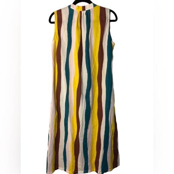 Little Mojo Colorful Rainbow Button Front Sleeveless Shift Dress Size Medium - Picture 5 of 7